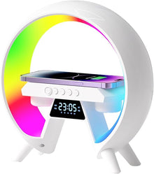 RGB LED Wireless Fast Charging Speaker – 15W Qi Charger, Bluetooth 5.0 Speaker, Alarm Clock & Ambient Mood Light