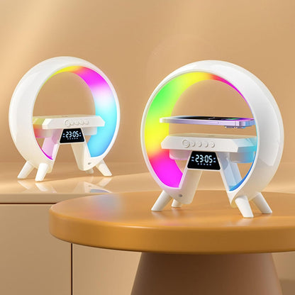 RGB LED Wireless Fast Charging Speaker – 15W Qi Charger, Bluetooth 5.0 Speaker, Alarm Clock & Ambient Mood Light