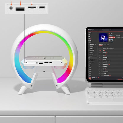 RGB LED Wireless Fast Charging Speaker – 15W Qi Charger, Bluetooth 5.0 Speaker, Alarm Clock & Ambient Mood Light