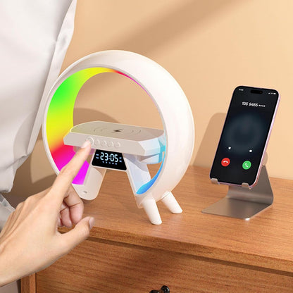 RGB LED Wireless Fast Charging Speaker – 15W Qi Charger, Bluetooth 5.0 Speaker, Alarm Clock & Ambient Mood Light